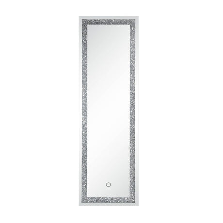 ACME Noralie - Floor Mirror - Mirrored & Faux Diamonds - 60" | Meri Furniture