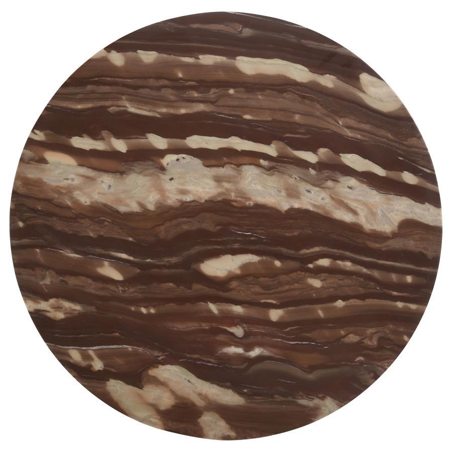 Coaster Fine Furniture Latifa - Round Marble Top Accent Side Table - Red And Black | Meri Furniture