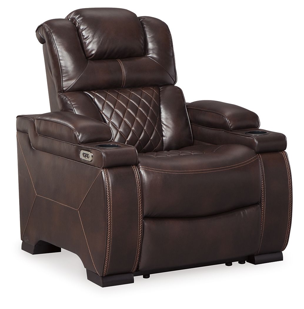 Signature Design by Ashley® Warnerton - Brown Dark - Pwr Recliner/Adj Headrest | Meri Furniture