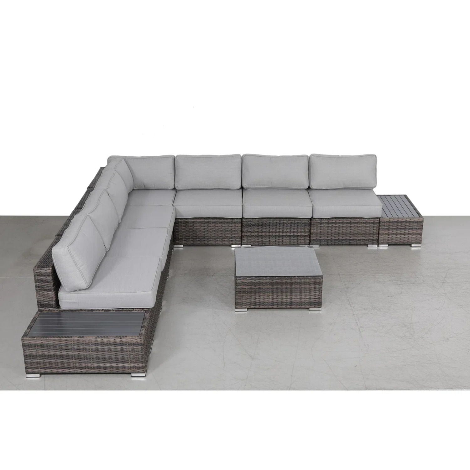 Wicker Sectional Seating Group With Plush Cushions