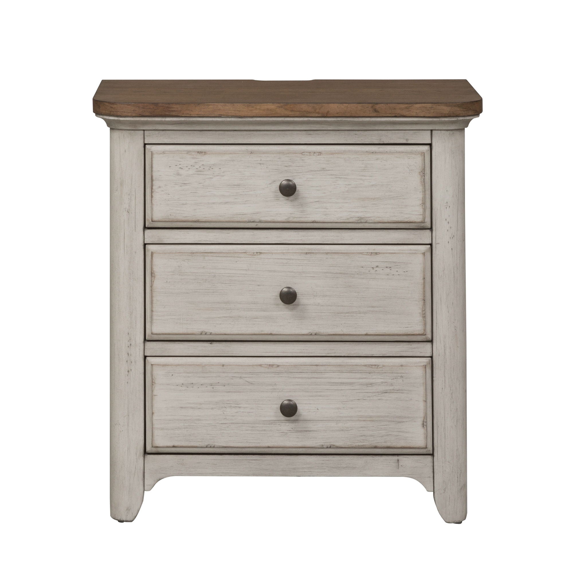 Farmhouse Reimagined - 3 Drawer Nightstand With Charging Station - White