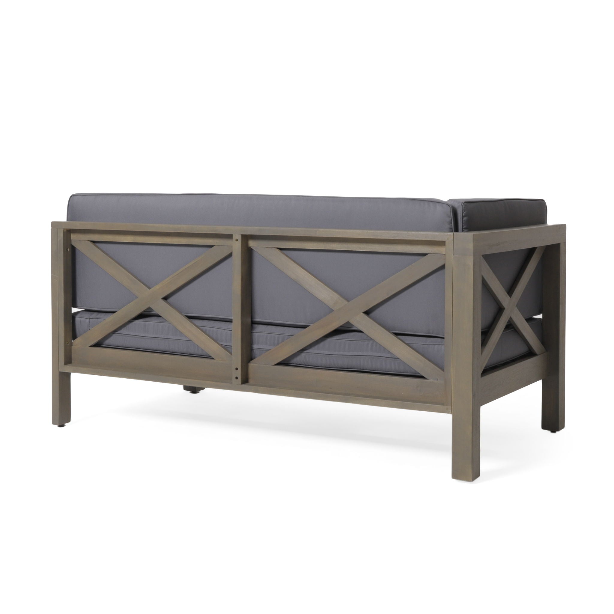 Aura - 2 Piece Outdoor Set With X Back Left Bench And Corner - Dark Gray