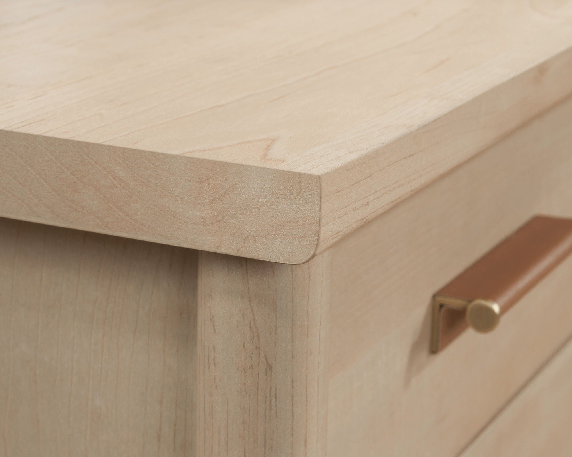 L-Shaped Home Office Desk in Natural Maple