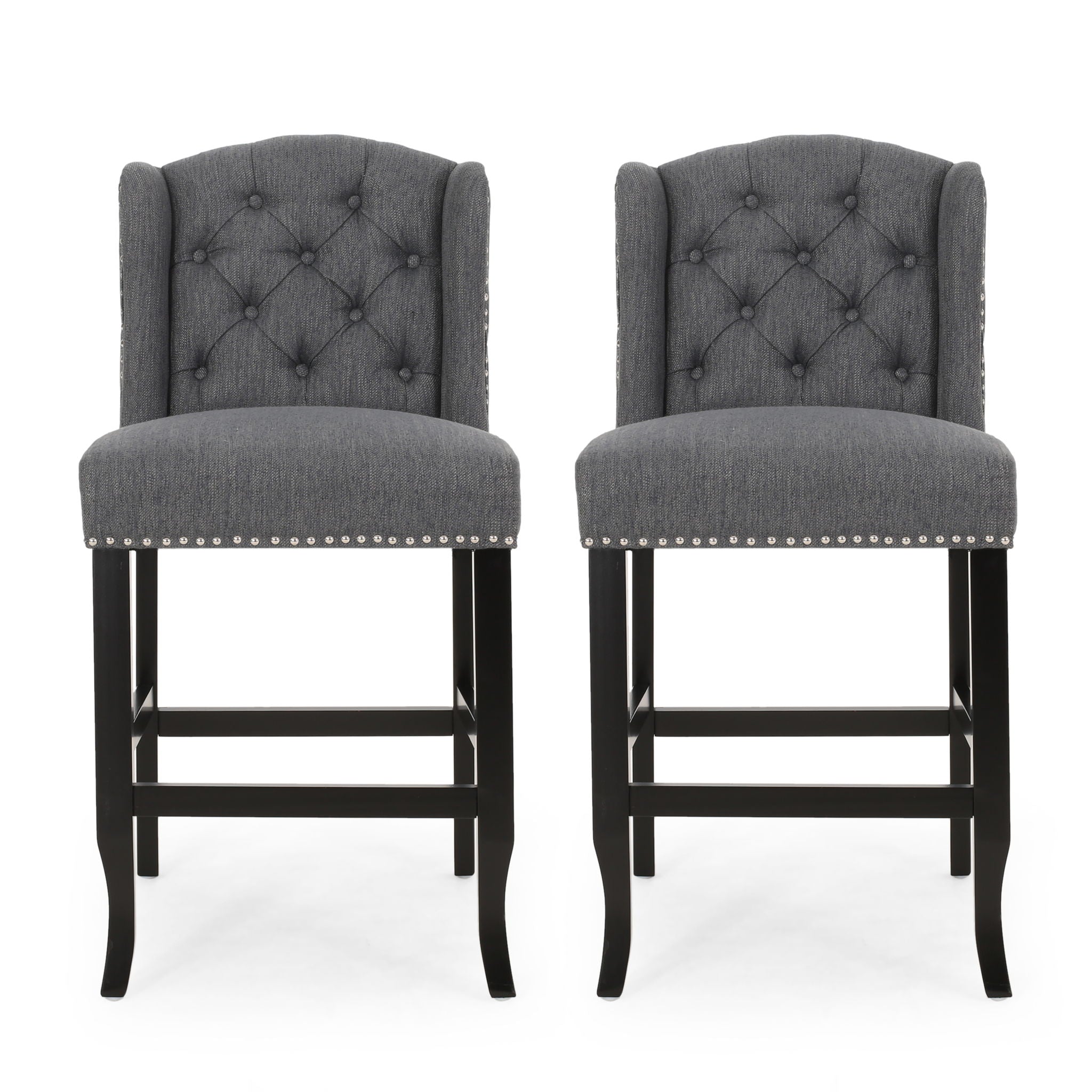 Vienna - Fabric Tufted Counter Stool With Nailhead Accents (Set of 2)