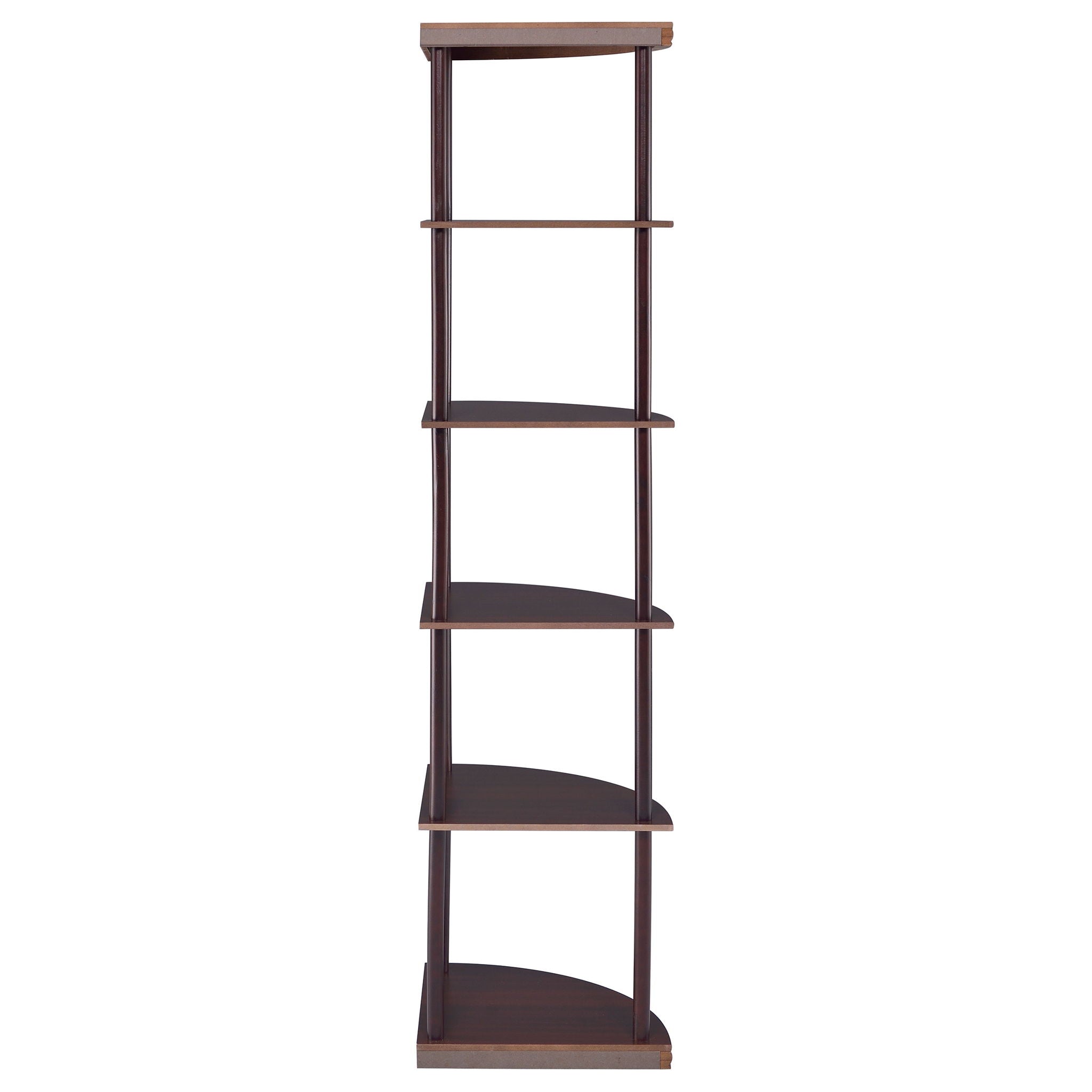 Corner Bookcase With 5 Shelves, Compact Design For Living Room - Cappuccino