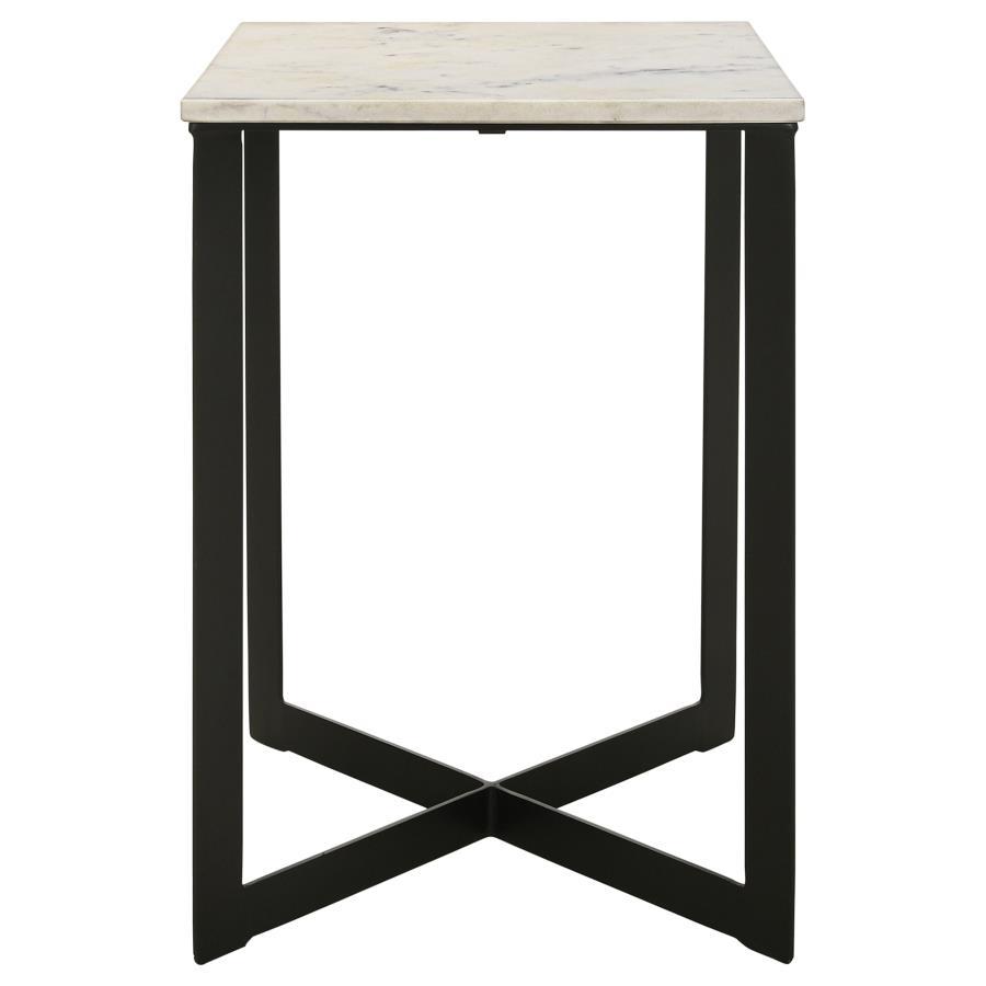 Coaster Fine Furniture Tobin - Square Marble Top End Table - White And Black | Meri Furniture