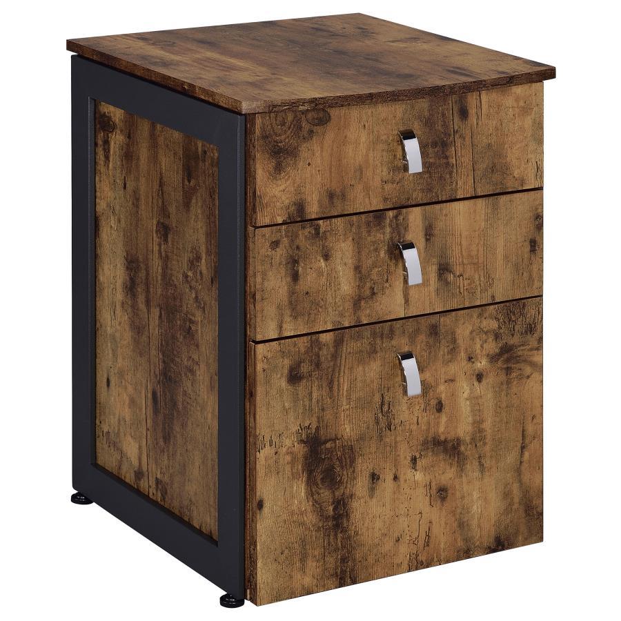 Coaster Fine Furniture Estrella - 3-Drawer Home Office File Cabinet - Rustic Nutmeg | Meri Furniture