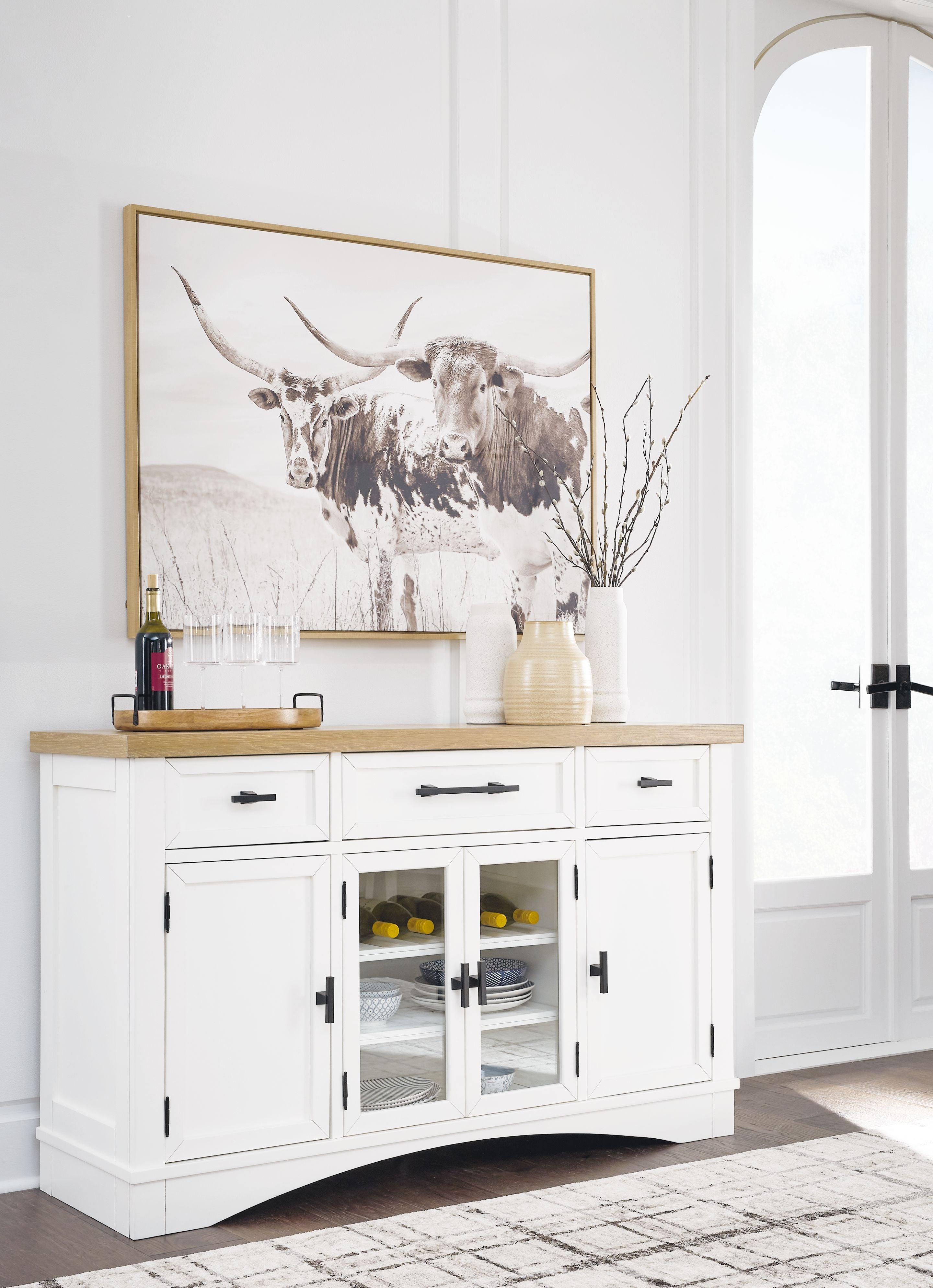 Signature Design by Ashley® Ashbryn - White / Natural - Dining Room Server | Meri Furniture