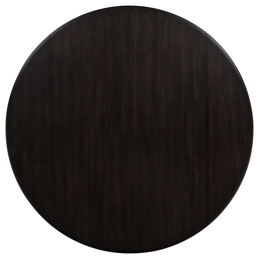 Catley - 5 Piece Round Drop Leaf Dining Table Set - Dark Coffee