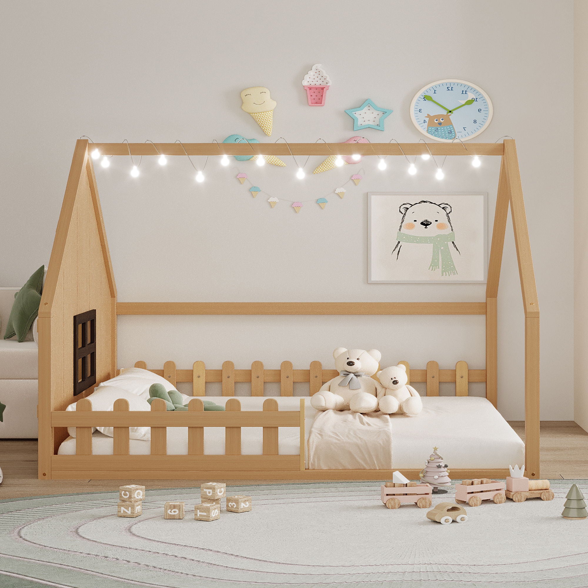 House Bed With Window And Fence