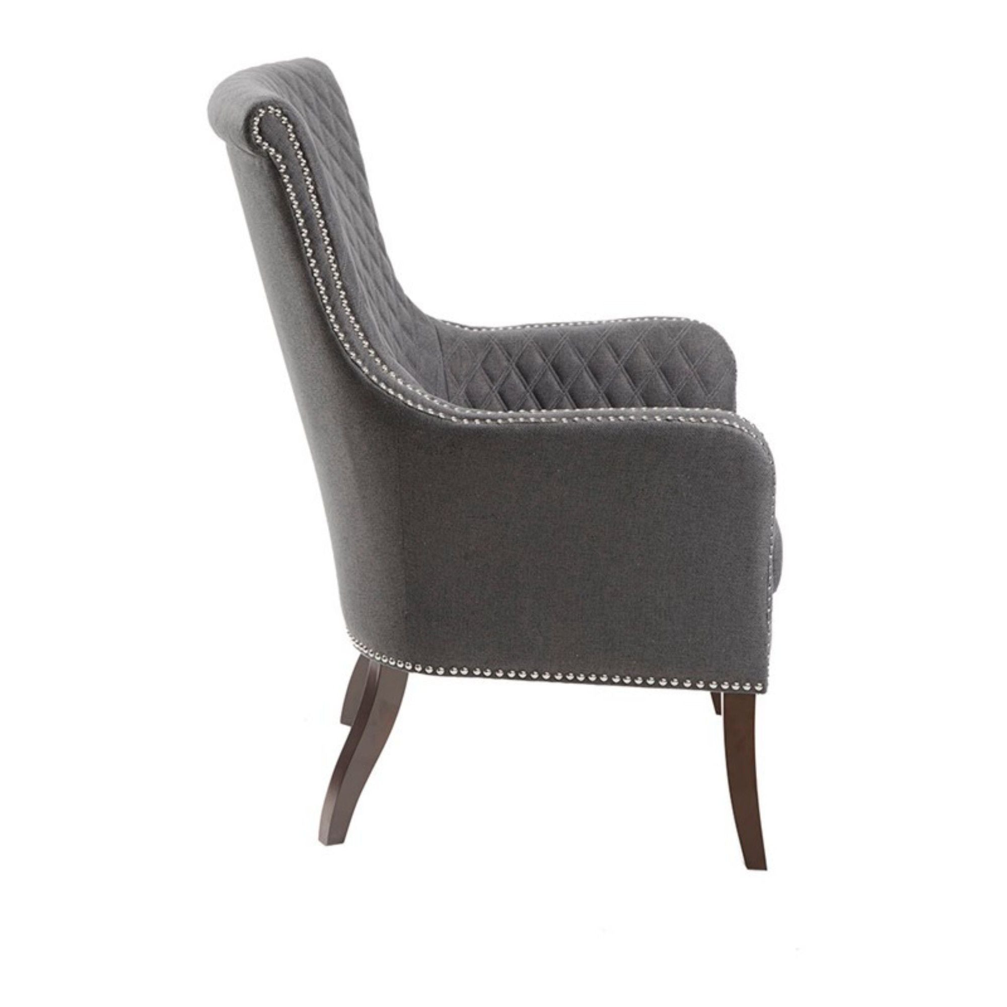 Heston - Accent Chair With Quilted Back And Nailheads - Gray