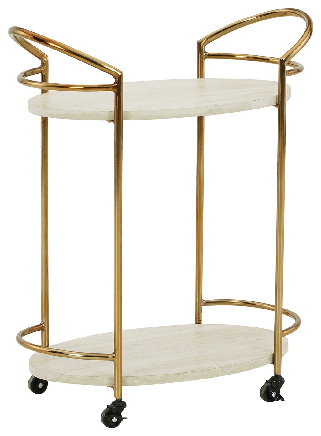 Signature Design by Ashley® Tarica - Cream / Gold Finish - Bar Cart | Meri Furniture