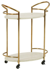 Signature Design by Ashley® Tarica - Cream / Gold Finish - Bar Cart | Meri Furniture
