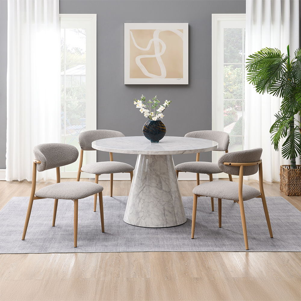 ACME Kacey - Round Dining Table - Engineered Stone Finish | Meri Furniture