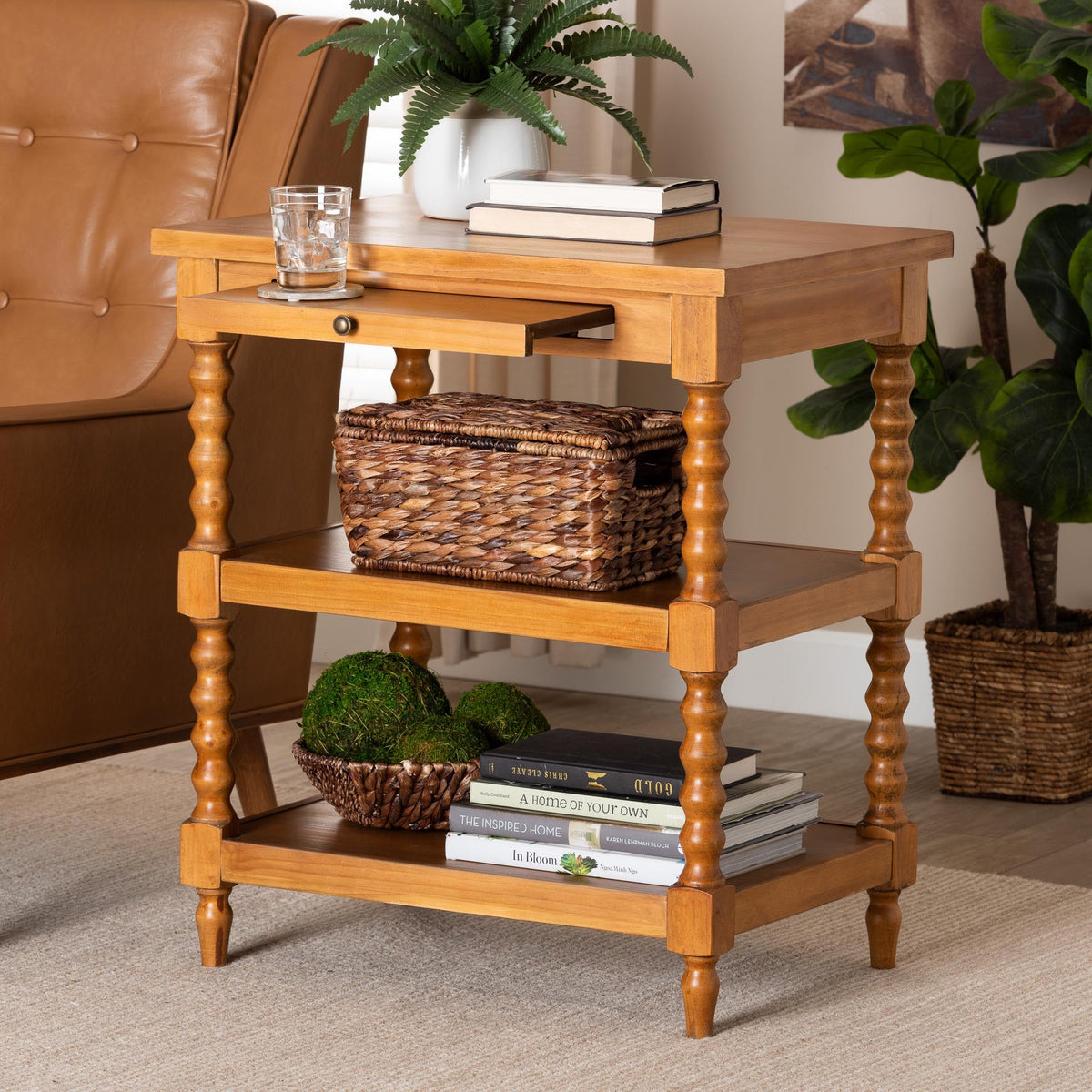 Imogene Retro-Modern Walnut Brown Finished Wood End Table