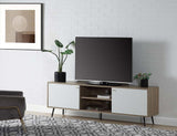 Wafiya - TV Stand - Rustic Oak, White & Black Finish