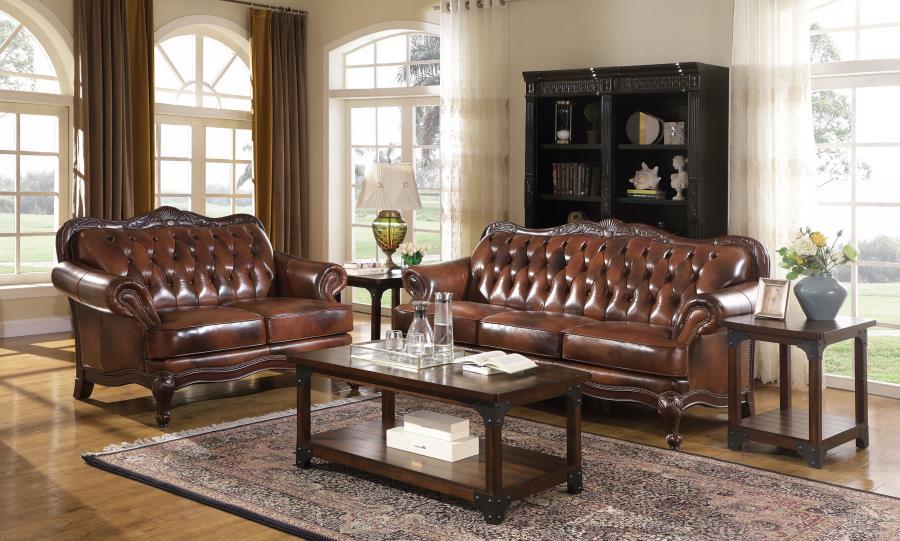 Coaster Fine Furniture Victoria - Leather Upholstered Sofa Set | Meri Furniture