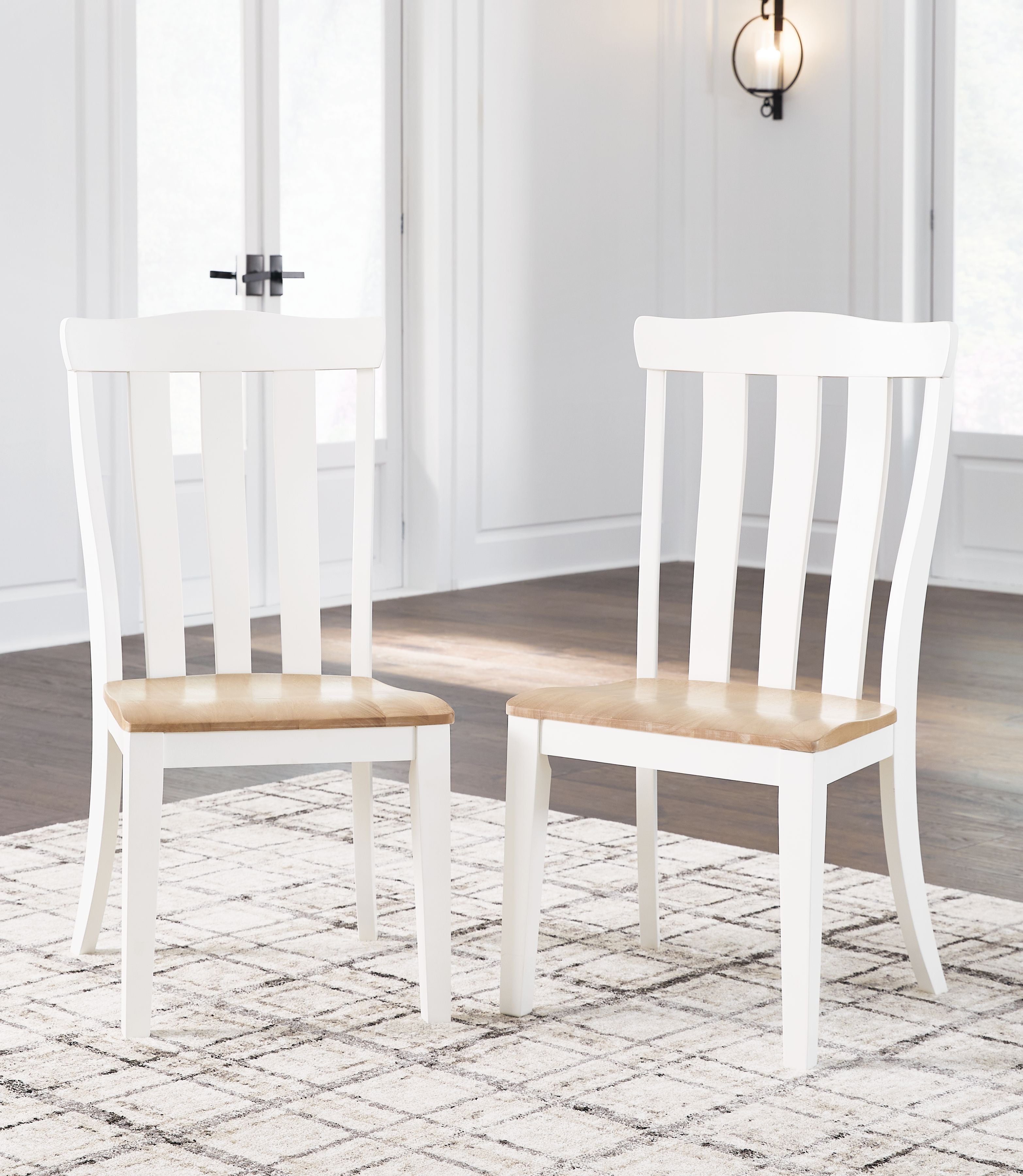 Signature Design by Ashley® Ashbryn - White / Natural - Dining Room Side Chair (Set of 2) | Meri Furniture