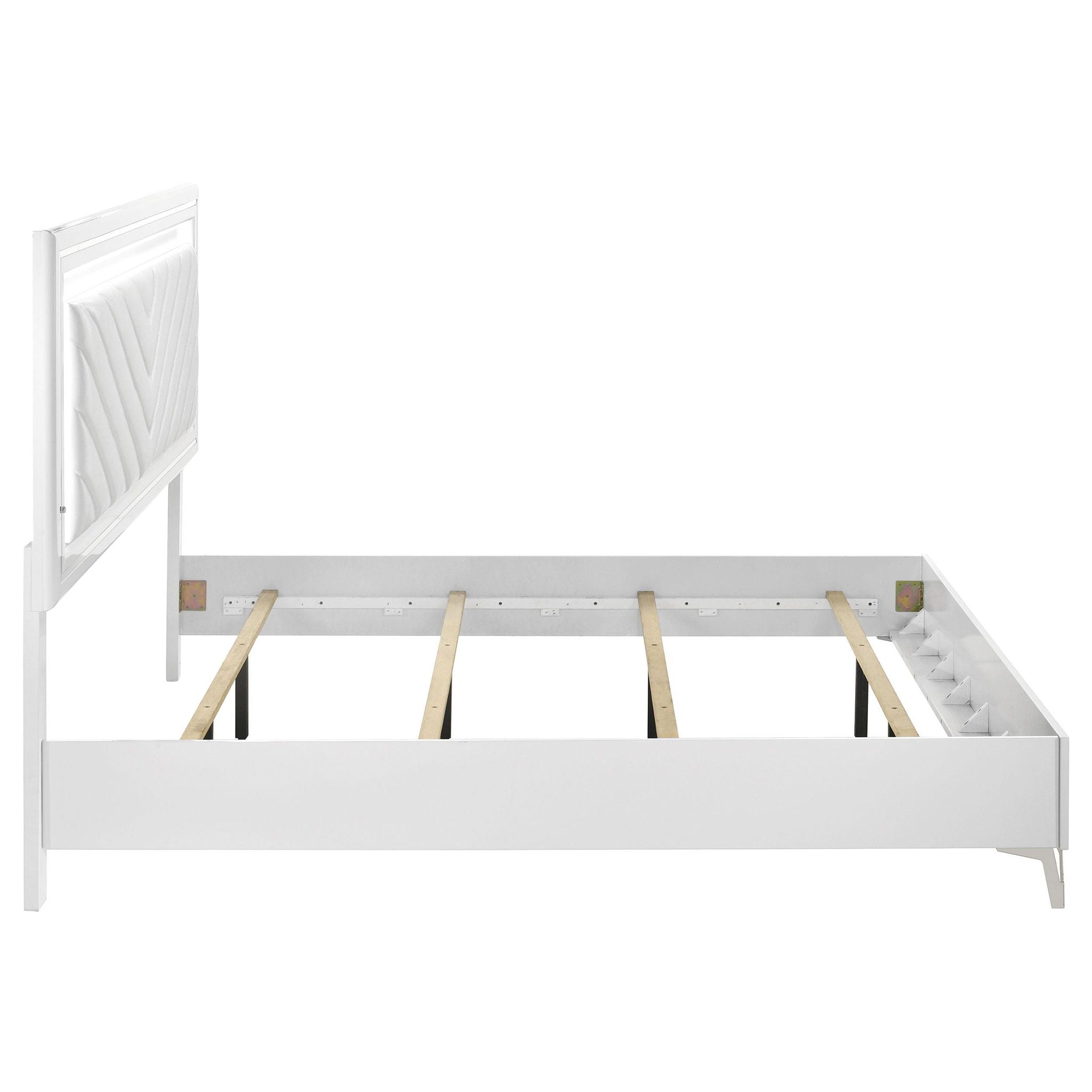 Cassia Eastern King LED Panel Bed White High Gloss
