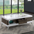 Furniture of America Corinne - Coffee Table - White / Distressed Dark Oak | Meri Furniture