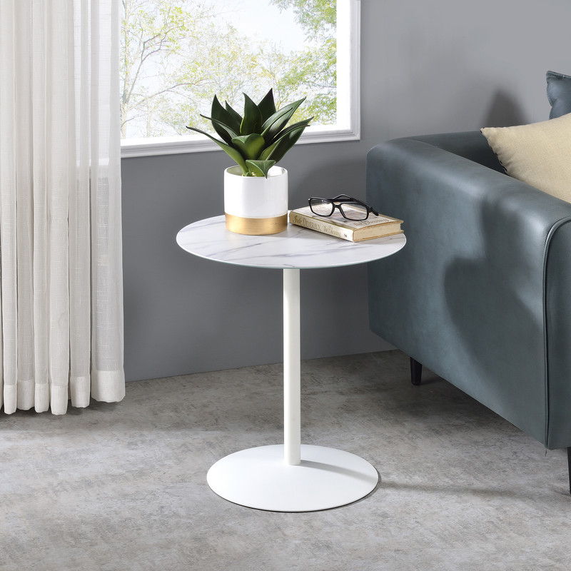 Circa 17.5"W End Table with White Marble Textured Top