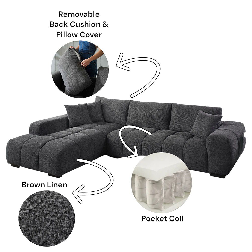 ACME Chosen - Sectional Sofa With 3 Pillows | Meri Furniture