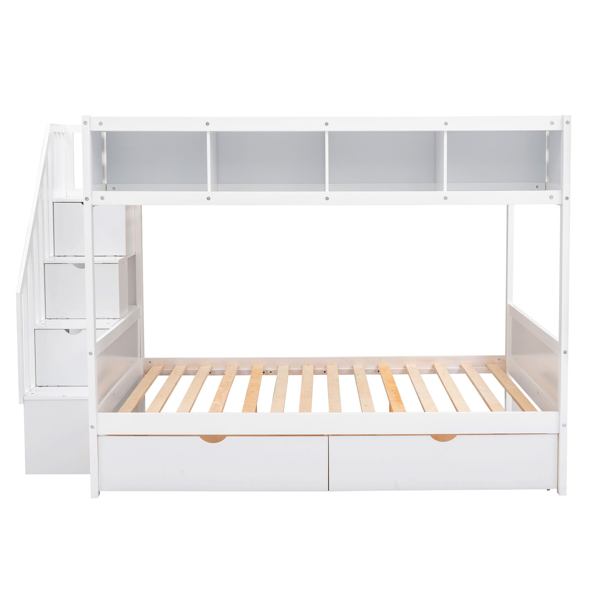 Bunk Bed With Shelfs, Storage Staircase And 2 Drawers