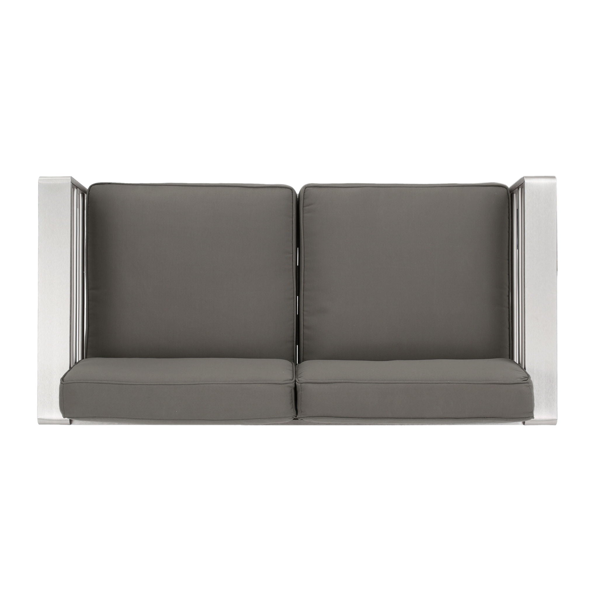 Outdoor Aluminum Loveseat With Cushion - Gray