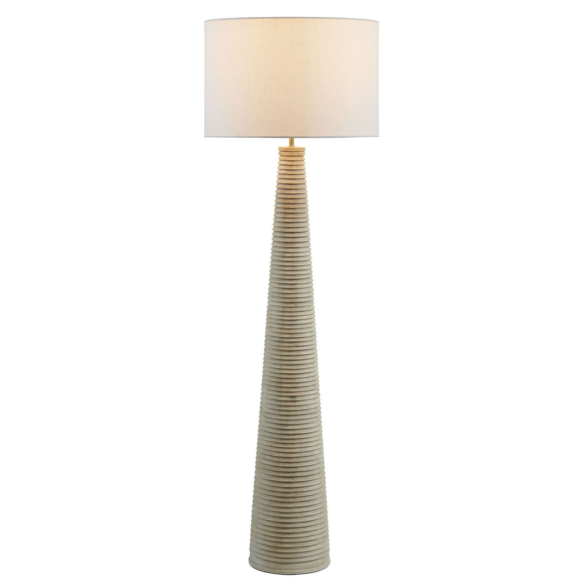 Saylor Carved Ribbed Wood Floor Lamp With Drum Shade by Modway