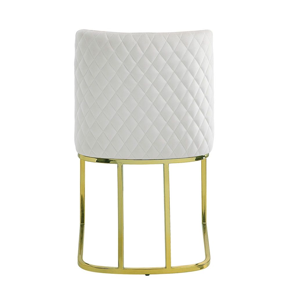 ACME Zazie - Side Chair (Set of 2) - White Velvet & Gold | Meri Furniture