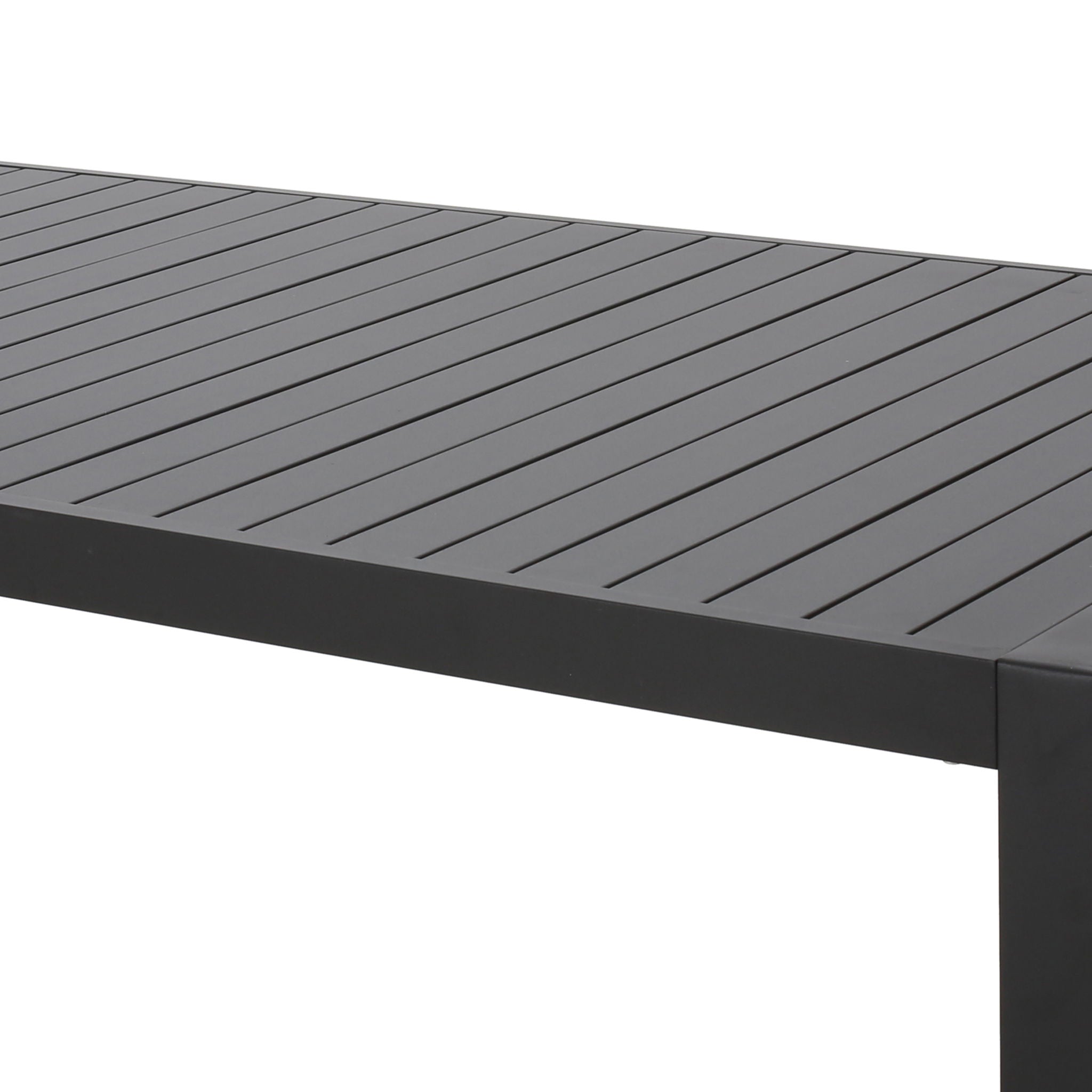 Modern Outdoor Aluminum Rectangular Dining Table With Slatted Top