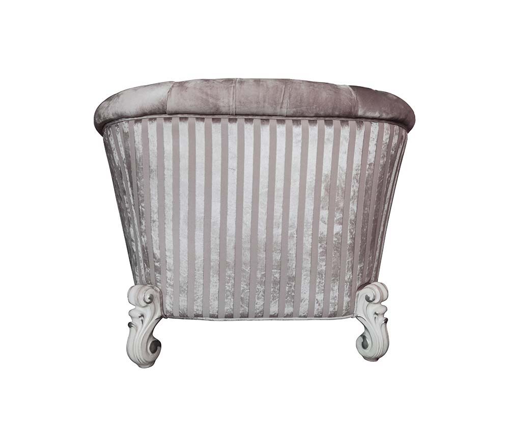 ACME Versailles - Chair - Ivory Fabric & Bone White Finish | Meri Furniture
