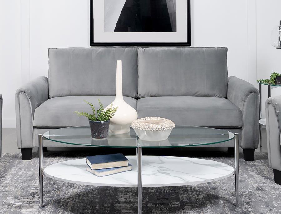 Coaster Fine Furniture Davis - Upholstered Rolled Arm Sofa - Gray | Meri Furniture