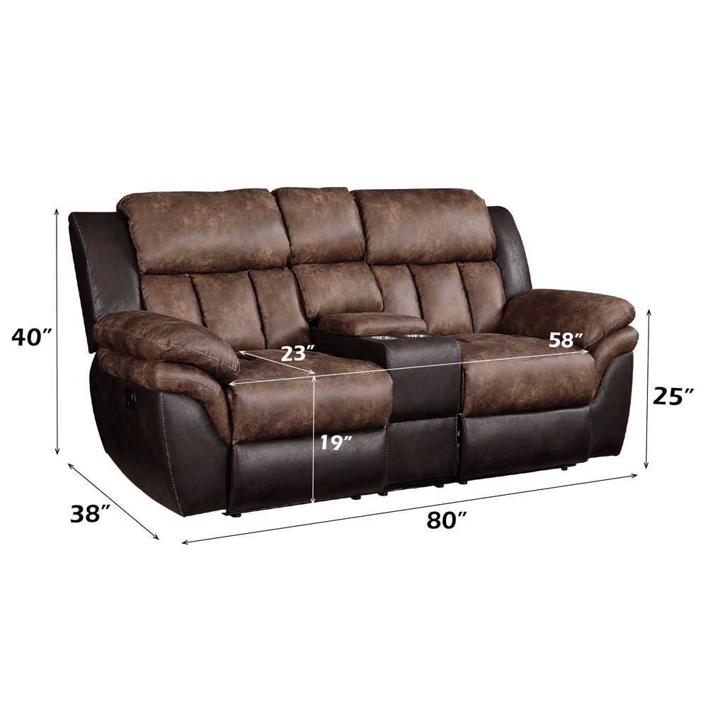 Jaylen - Motion Loveseat With Console - Toffee & Espresso Polished Microfiber