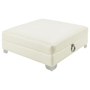 Coaster Fine Furniture Chaviano - Square Upholstered Ottoman - Pearl White | Meri Furniture