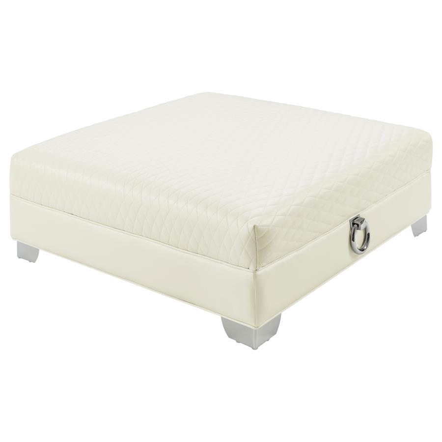 Coaster Fine Furniture Chaviano - Square Upholstered Ottoman - Pearl White | Meri Furniture