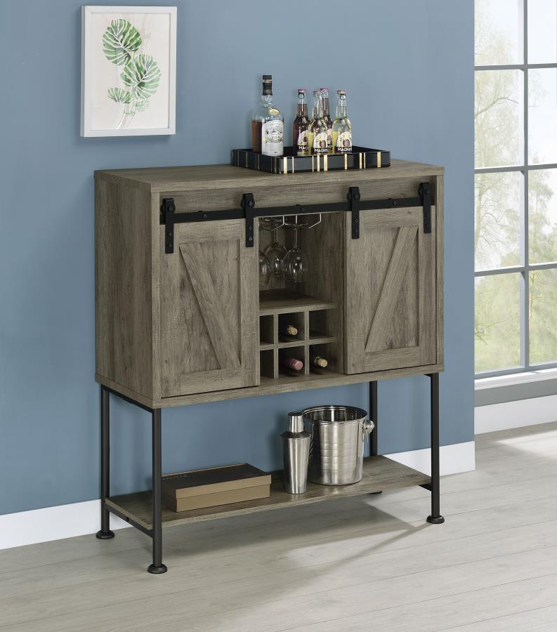 Coaster Fine Furniture Claremont - Sliding Door Home Bar Wine Cabinet - Gray Driftwood | Meri Furniture
