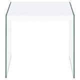 Opal - Square Glass Frame Side End Table - White High Gloss