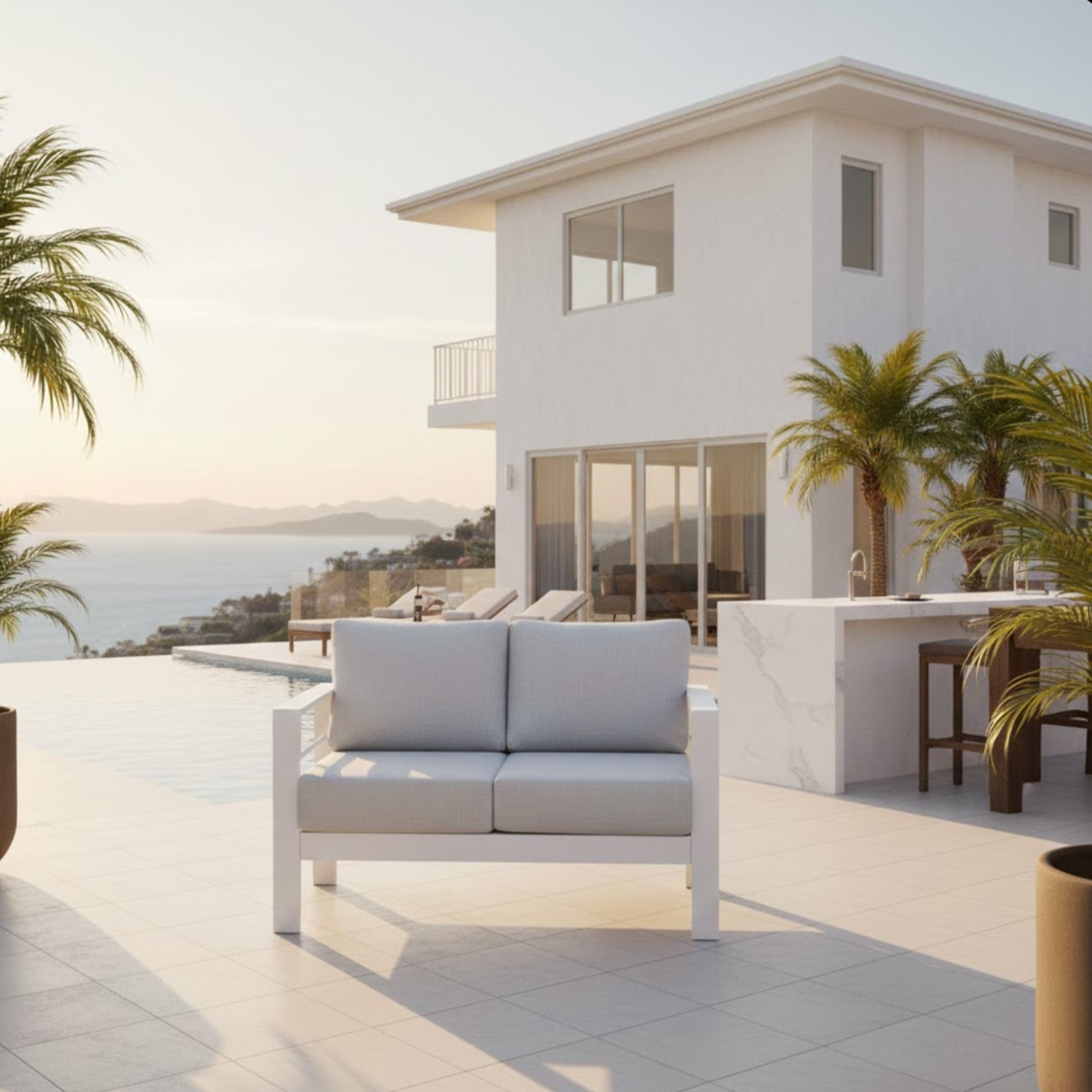 Patio All-Weather Loveseat With Thick Cushions