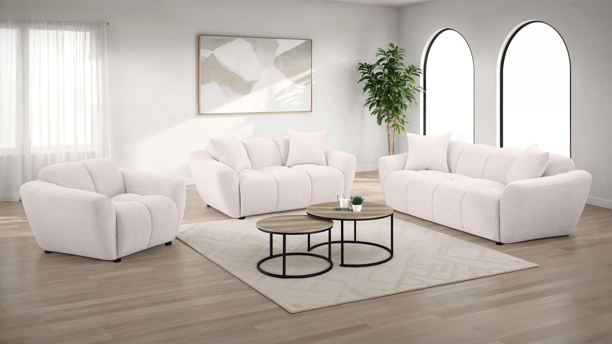 Destino Chenille Upholstered Splayed Arm Loveseat Greige