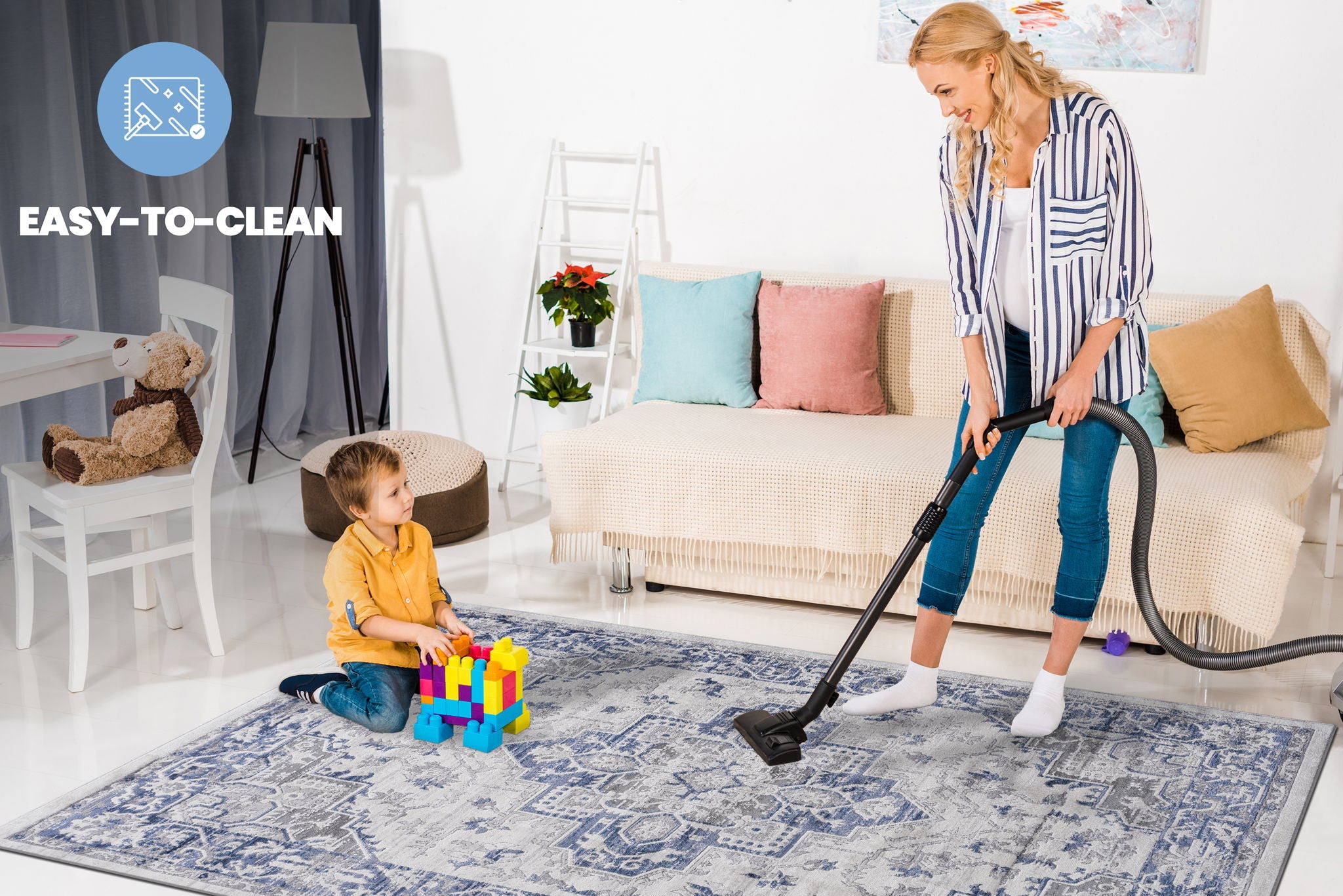 Marfi - 8' X 10' Oriental Area Rug - Blue / Gray