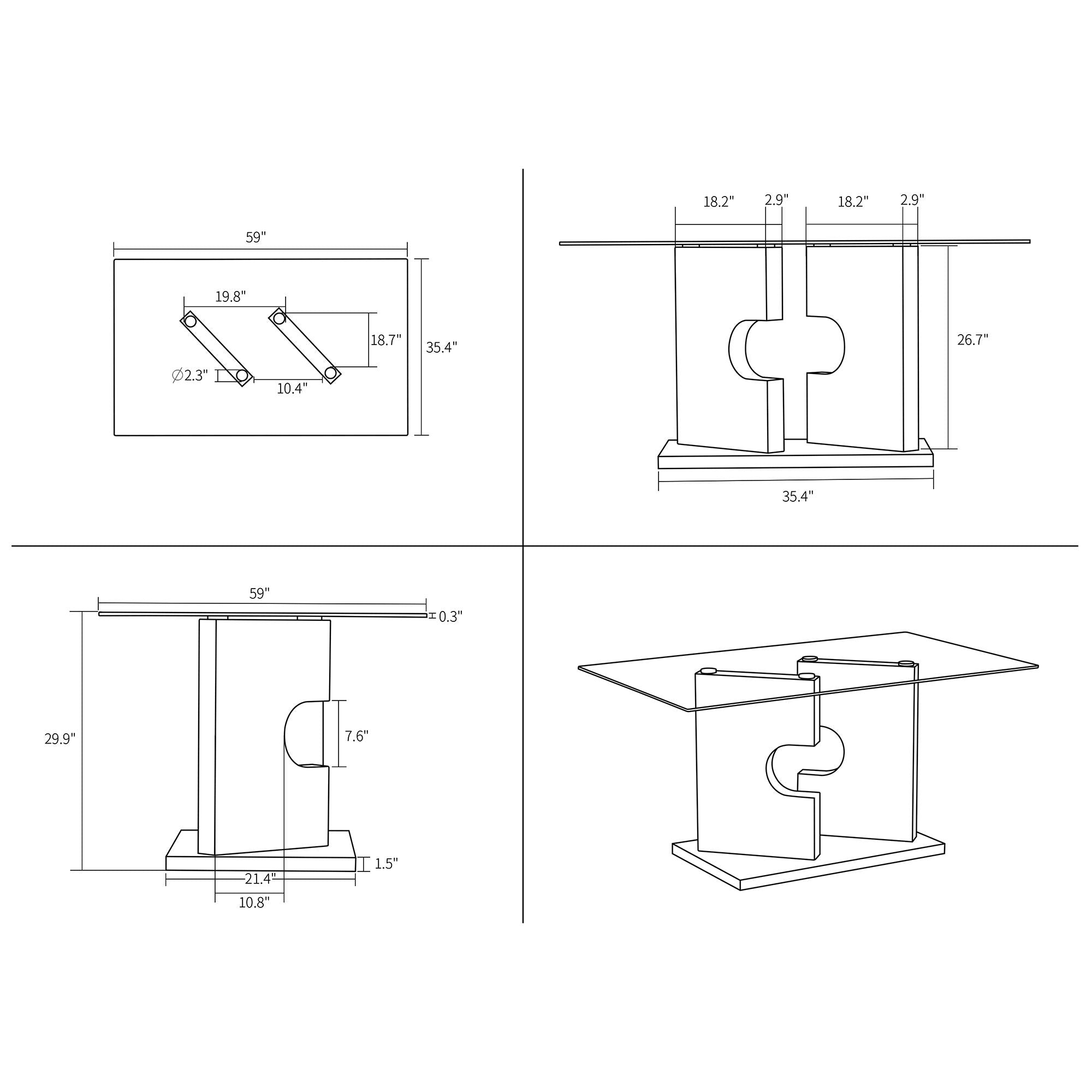 Iris - Dining Table - Gray