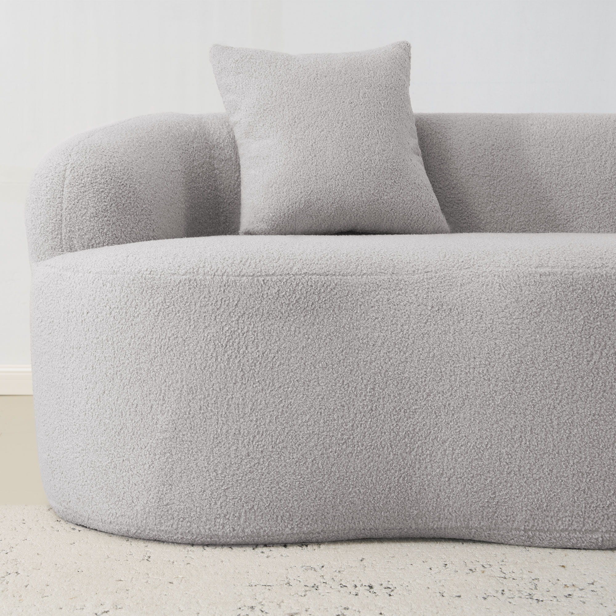 Curved Loveseat Sofa With Round Armrest