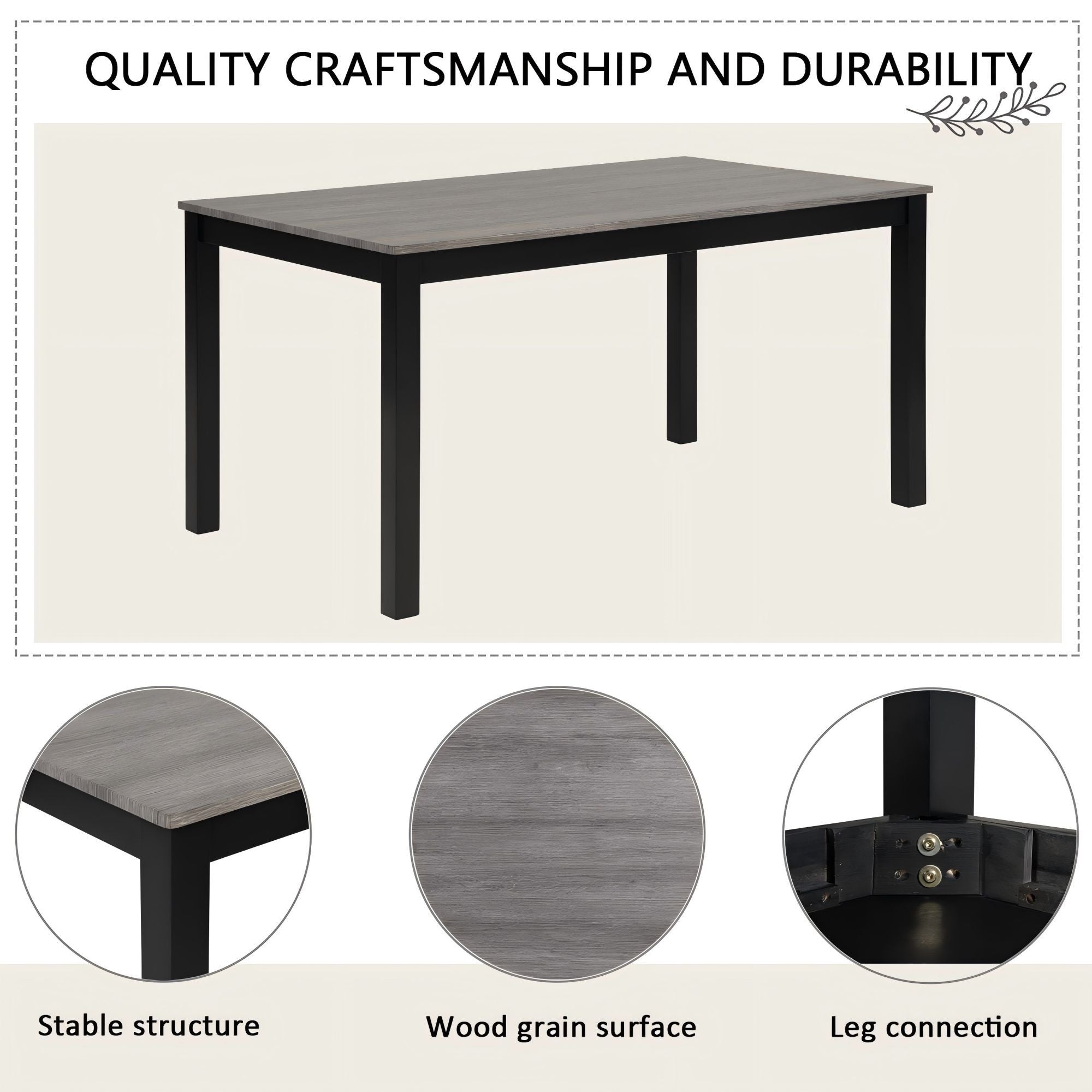 Modern Dining Table Set With Upholstered Chairs For Dining Room