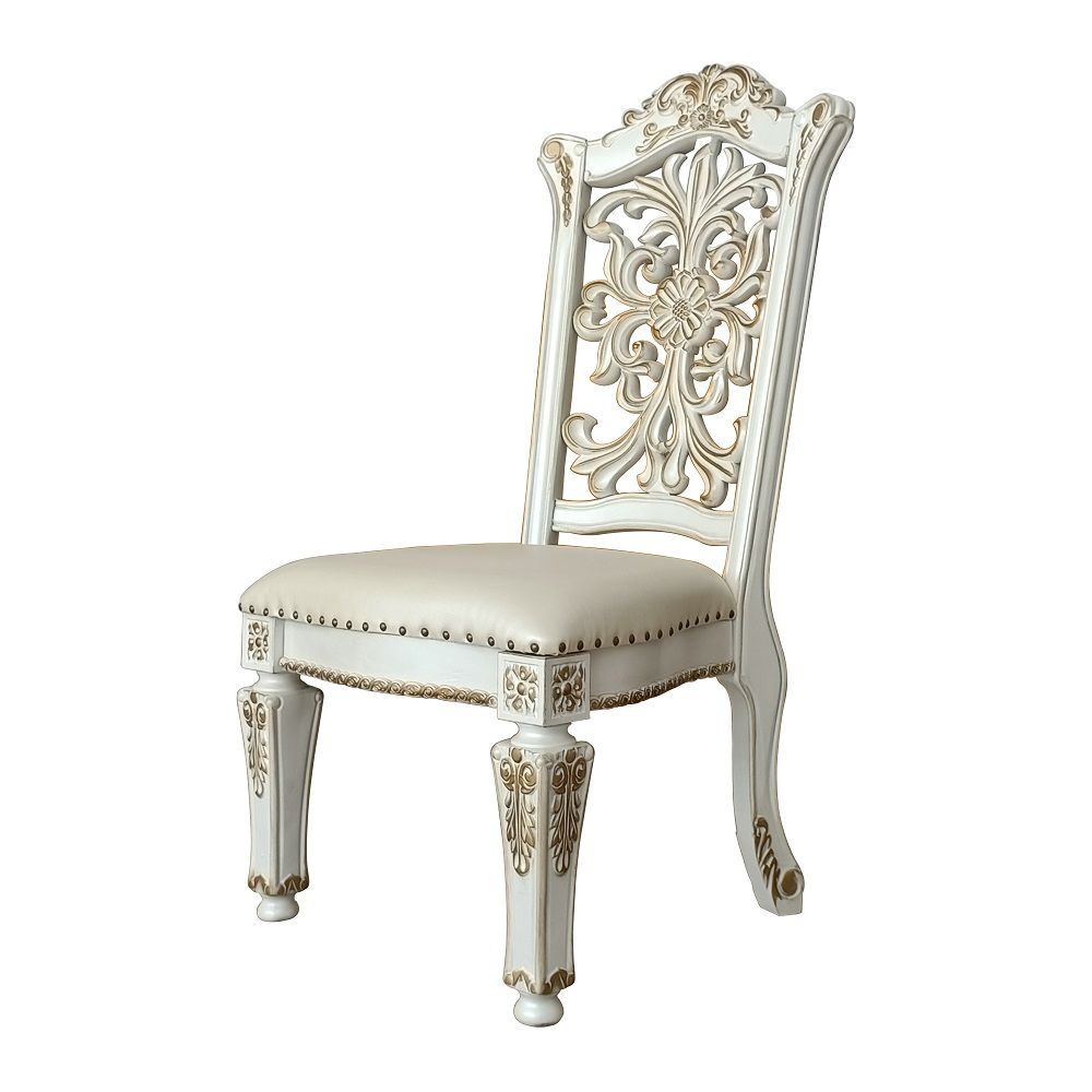 Vendome - 48" Side Chair Set of 2) - Synthetic Leather & Antique Pearl