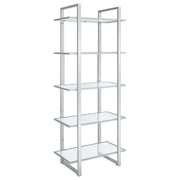 Coaster Fine Furniture Hartford - 5-Shelf Glass Bookshelf - Chrome | Meri Furniture