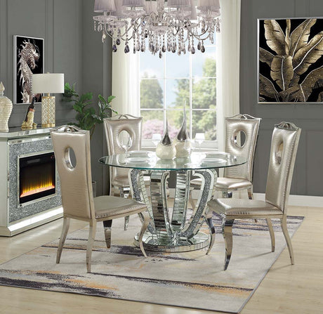 ACME Noralie - Dining Table - Mirrored | Meri Furniture