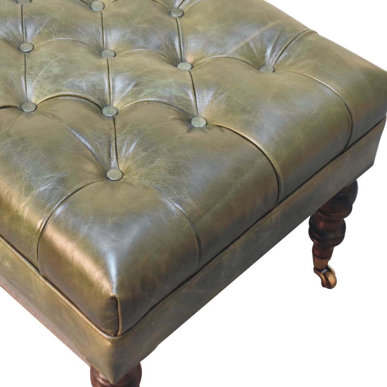 Buffalo - Leather Ottoman With Castor Legs