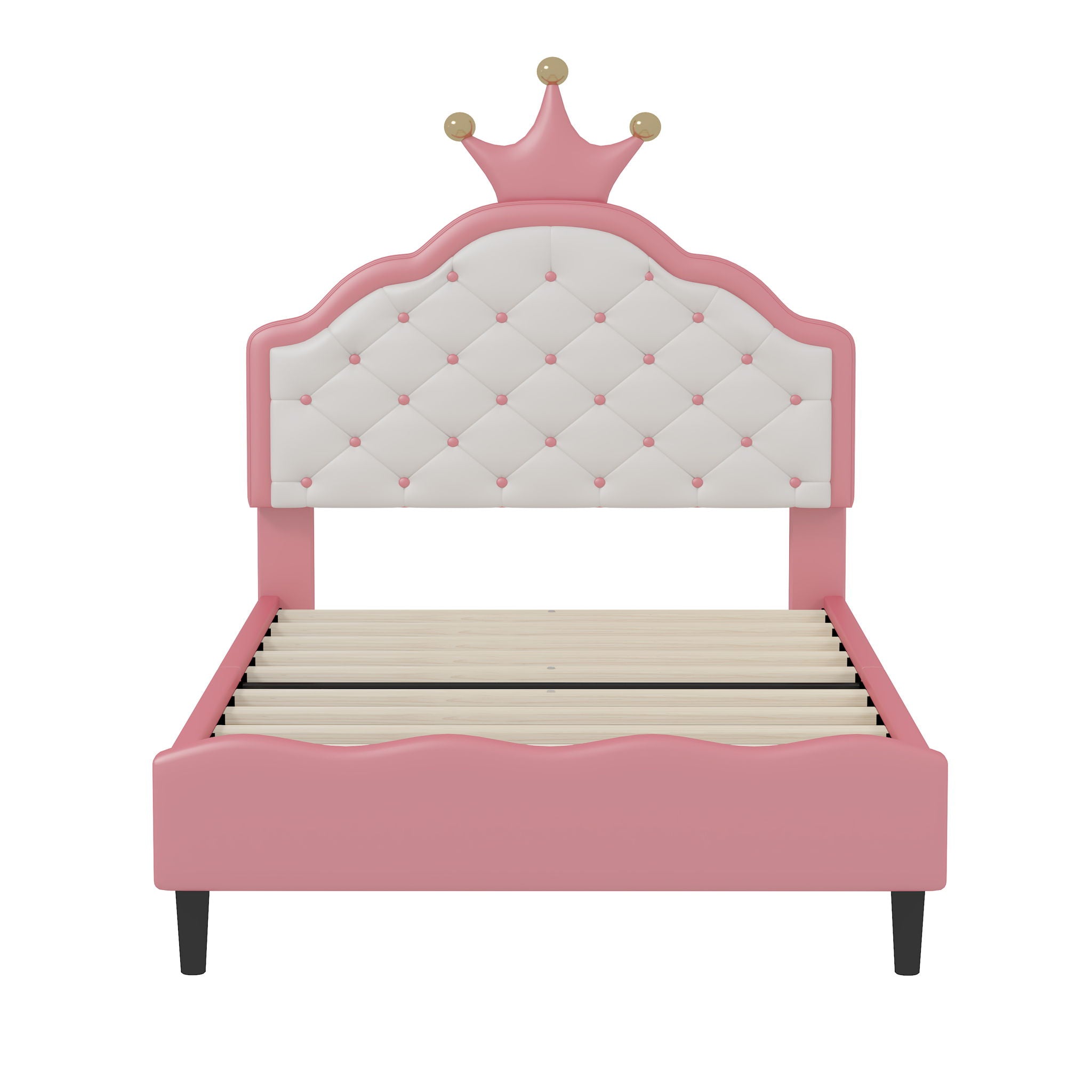 Lovely Crown Fantasy Princess Bed With Tufted Headboard
