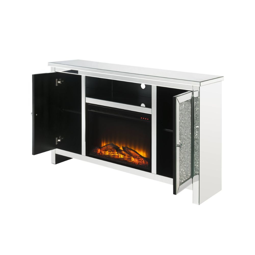 ACME Assembled, Rectangular TV Stand with Fireplace. | Meri Furniture